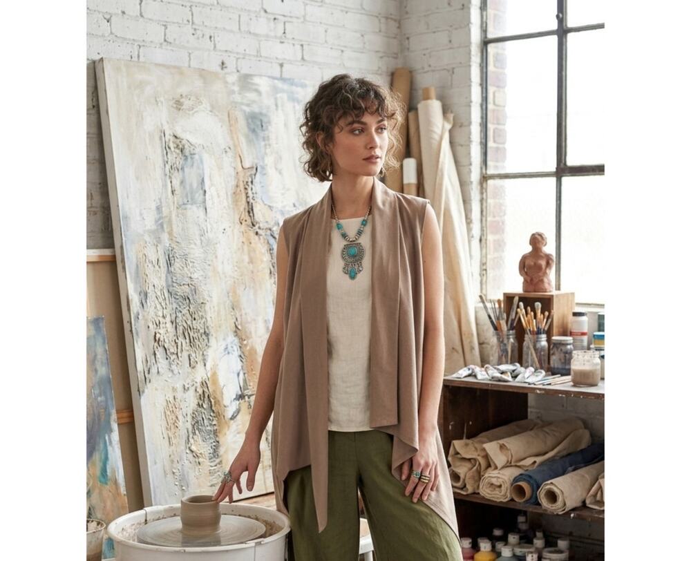 NWT Boutique J. Renee lagenlook asymmetrical cardigan/vest/sleeveless cape